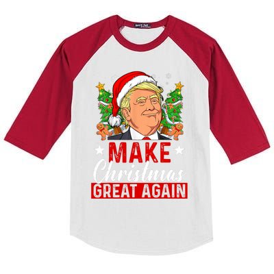 Make Christmas Great Again Trump Ugly Christmas Sweate Kids Colorblock Raglan Jersey