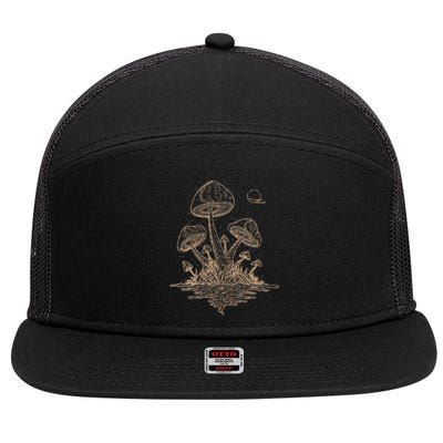 Mushroom Cottagecore Goblincore Aesthetic Fungi 7 Panel Mesh Trucker Snapback Hat
