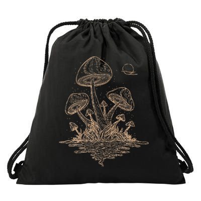 Mushroom Cottagecore Goblincore Aesthetic Fungi Drawstring Bag