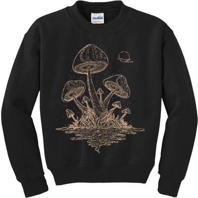 Mushroom Cottagecore Goblincore Aesthetic Fungi Kids Sweatshirt