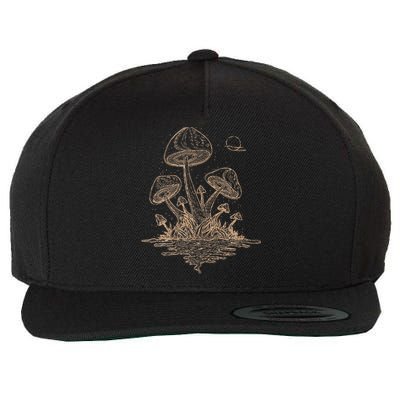 Mushroom Cottagecore Goblincore Aesthetic Fungi Wool Snapback Cap