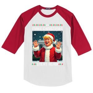 Make Christmas Great Again Trump Christmas Ugly Cool Gift Kids Colorblock Raglan Jersey