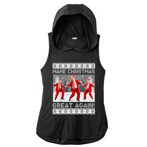 Make Christmas Great Again Santa Trump Dance Ugly Sweater Ladies PosiCharge Tri-Blend Wicking Draft Hoodie Tank