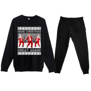 Make Christmas Great Again Santa Trump Dance Ugly Sweater Premium Crewneck Sweatsuit Set