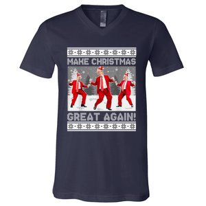 Make Christmas Great Again Santa Trump Dance Ugly Sweater V-Neck T-Shirt