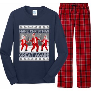 Make Christmas Great Again Santa Trump Dance Ugly Sweater Long Sleeve Pajama Set