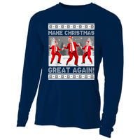 Make Christmas Great Again Santa Trump Dance Ugly Sweater Cooling Performance Long Sleeve Crew