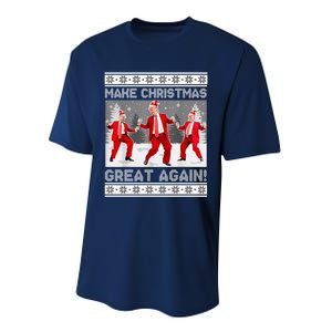 Make Christmas Great Again Santa Trump Dance Ugly Sweater Performance Sprint T-Shirt