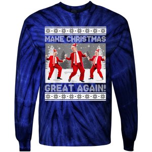 Make Christmas Great Again Santa Trump Dance Ugly Sweater Tie-Dye Long Sleeve Shirt