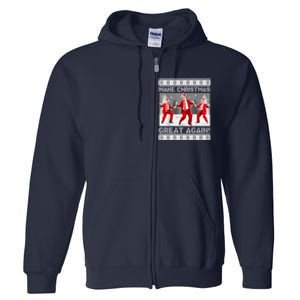 Make Christmas Great Again Santa Trump Dance Ugly Sweater Full Zip Hoodie