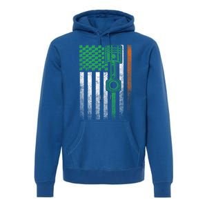 Mechanic Car Garage Irish American Flag St Patrick's Day Great Gift Premium Hoodie