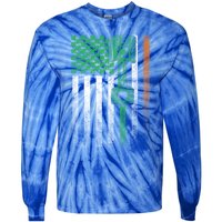 Mechanic Car Garage Irish American Flag St Patrick's Day Great Gift Tie-Dye Long Sleeve Shirt