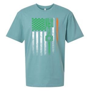 Mechanic Car Garage Irish American Flag St Patrick's Day Great Gift Sueded Cloud Jersey T-Shirt