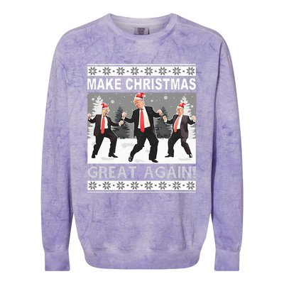 Make Christmas Great Again Trump Dancing Sweatshirt Colorblast Crewneck Sweatshirt