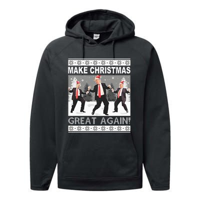 Make Christmas Great Again Trump Dancing Sweatshirt Performance Fleece Hoodie