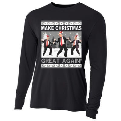 Make Christmas Great Again Trump Dancing Sweatshirt Cooling Performance Long Sleeve Crew