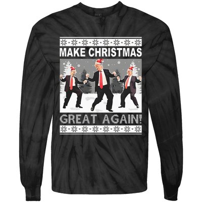 Make Christmas Great Again Trump Dancing Sweatshirt Tie-Dye Long Sleeve Shirt