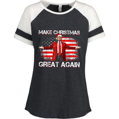 Make Christmas Great Again Santa Funny Trump Xmas Pajamas Enza Ladies Jersey Colorblock Tee