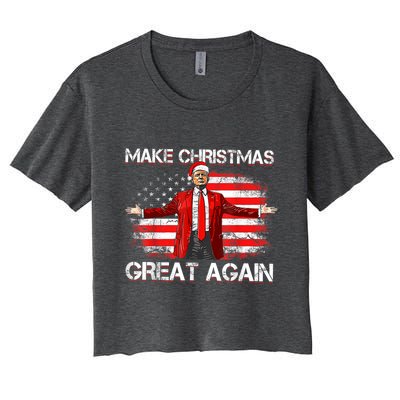 Make Christmas Great Again Santa Funny Trump Xmas Pajamas Women's Crop Top Tee