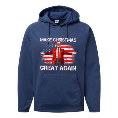 Make Christmas Great Again Santa Funny Trump Xmas Pajamas Performance Fleece Hoodie