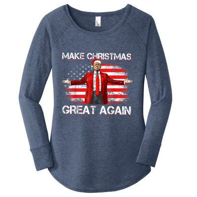 Make Christmas Great Again Santa Funny Trump Xmas Pajamas Women's Perfect Tri Tunic Long Sleeve Shirt