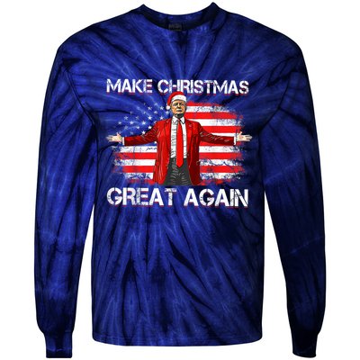 Make Christmas Great Again Santa Funny Trump Xmas Pajamas Tie-Dye Long Sleeve Shirt