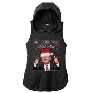 Make Christmas Great Again Trump Pajamas Ugly Ladies PosiCharge Tri-Blend Wicking Draft Hoodie Tank