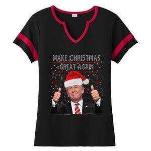 Make Christmas Great Again Trump Pajamas Ugly Ladies Halftime Notch Neck Tee