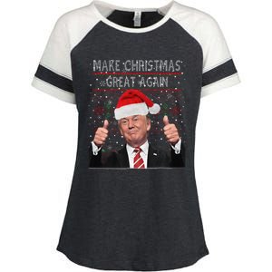 Make Christmas Great Again Trump Pajamas Ugly Enza Ladies Jersey Colorblock Tee