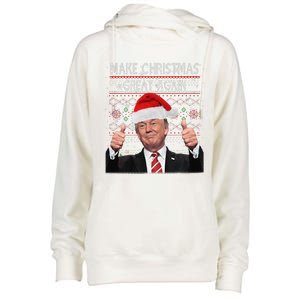 Make Christmas Great Again Trump Pajamas Ugly Womens Funnel Neck Pullover Hood