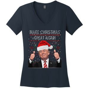 Make Christmas Great Again Trump Pajamas Ugly Women's V-Neck T-Shirt