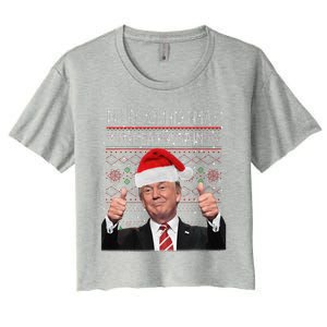 Make Christmas Great Again Trump Pajamas Ugly Women's Crop Top Tee