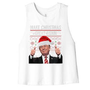 Make Christmas Great Again Trump Pajamas Ugly Women's Racerback Cropped Tank