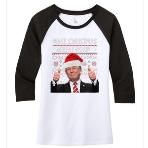 Make Christmas Great Again Trump Pajamas Ugly Women's Tri-Blend 3/4-Sleeve Raglan Shirt