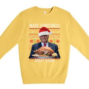 Make Christmas Great Again Trump Pajamas Ugly Gift Premium Crewneck Sweatshirt