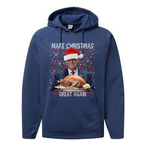 Make Christmas Great Again Trump Pajamas Ugly Gift Performance Fleece Hoodie