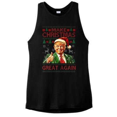 Make Christmas Great Again Funny Trump Santa Hat Xmas Ugly Ladies PosiCharge Tri-Blend Wicking Tank