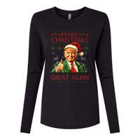 Make Christmas Great Again Funny Trump Santa Hat Xmas Ugly Womens Cotton Relaxed Long Sleeve T-Shirt