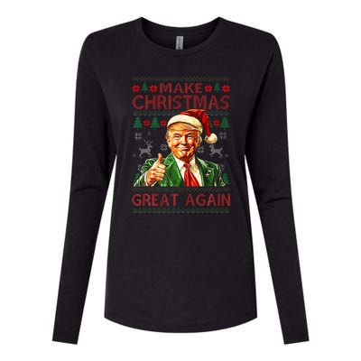 Make Christmas Great Again Funny Trump Santa Hat Xmas Ugly Womens Cotton Relaxed Long Sleeve T-Shirt