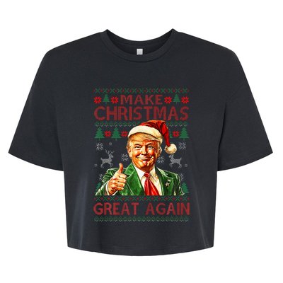 Make Christmas Great Again Funny Trump Santa Hat Xmas Ugly Bella+Canvas Jersey Crop Tee