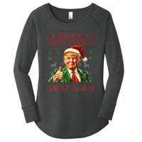 Make Christmas Great Again Funny Trump Santa Hat Xmas Ugly Women's Perfect Tri Tunic Long Sleeve Shirt