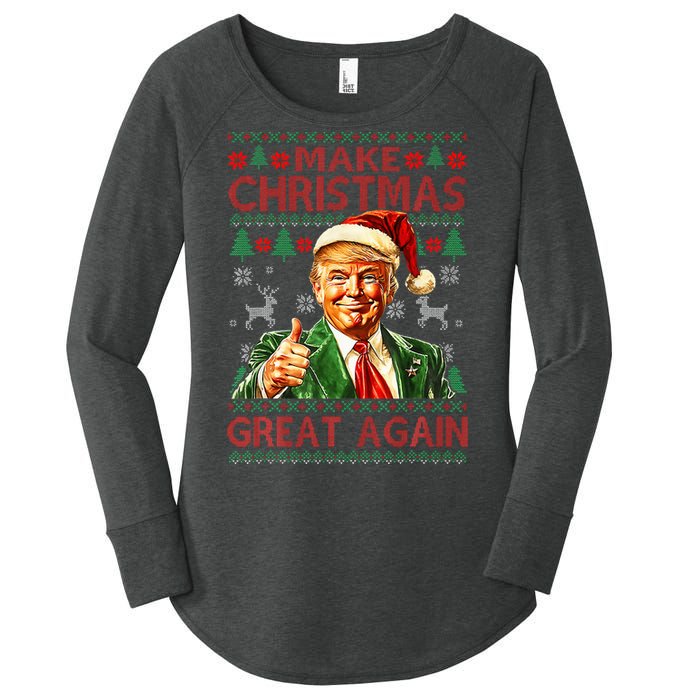 Make Christmas Great Again Funny Trump Santa Hat Xmas Ugly Women's Perfect Tri Tunic Long Sleeve Shirt