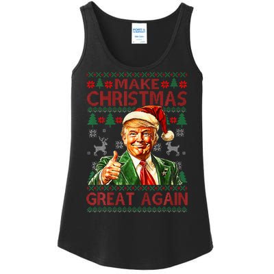 Make Christmas Great Again Funny Trump Santa Hat Xmas Ugly Ladies Essential Tank