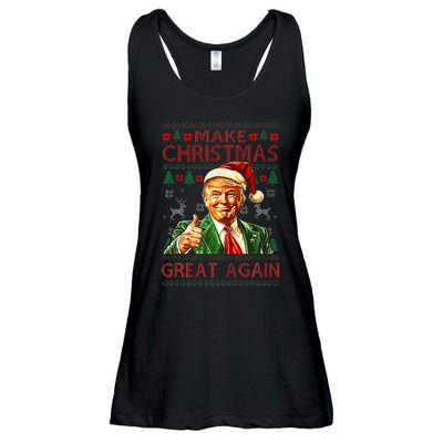 Make Christmas Great Again Funny Trump Santa Hat Xmas Ugly Ladies Essential Flowy Tank