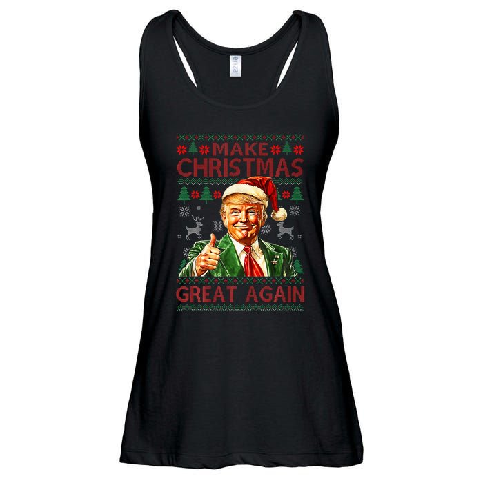 Make Christmas Great Again Funny Trump Santa Hat Xmas Ugly Ladies Essential Flowy Tank