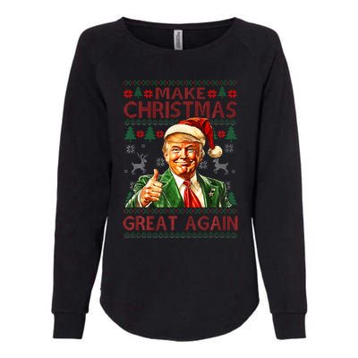 Make Christmas Great Again Funny Trump Santa Hat Xmas Ugly Womens California Wash Sweatshirt