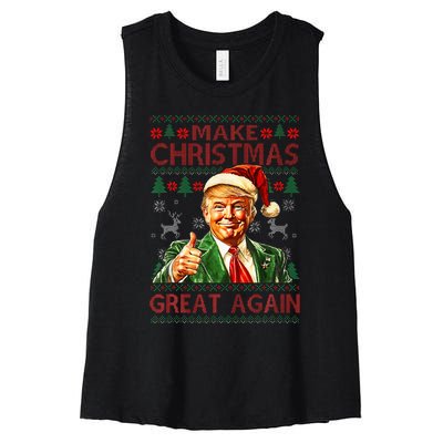 Make Christmas Great Again Funny Trump Santa Hat Xmas Ugly Women's Racerback Cropped Tank