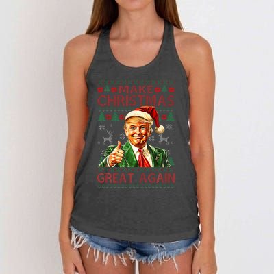 Make Christmas Great Again Funny Trump Santa Hat Xmas Ugly Women's Knotted Racerback Tank