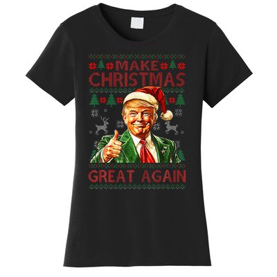 Make Christmas Great Again Funny Trump Santa Hat Xmas Ugly Women's T-Shirt