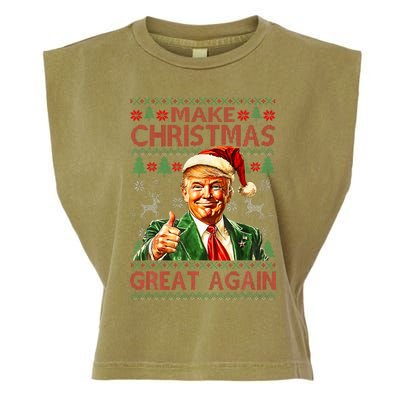 Make Christmas Great Again Funny Trump Santa Hat Xmas Ugly Garment-Dyed Women's Muscle Tee